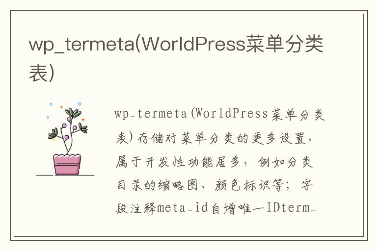 wp_termmeta(WorldPress菜单分类表)